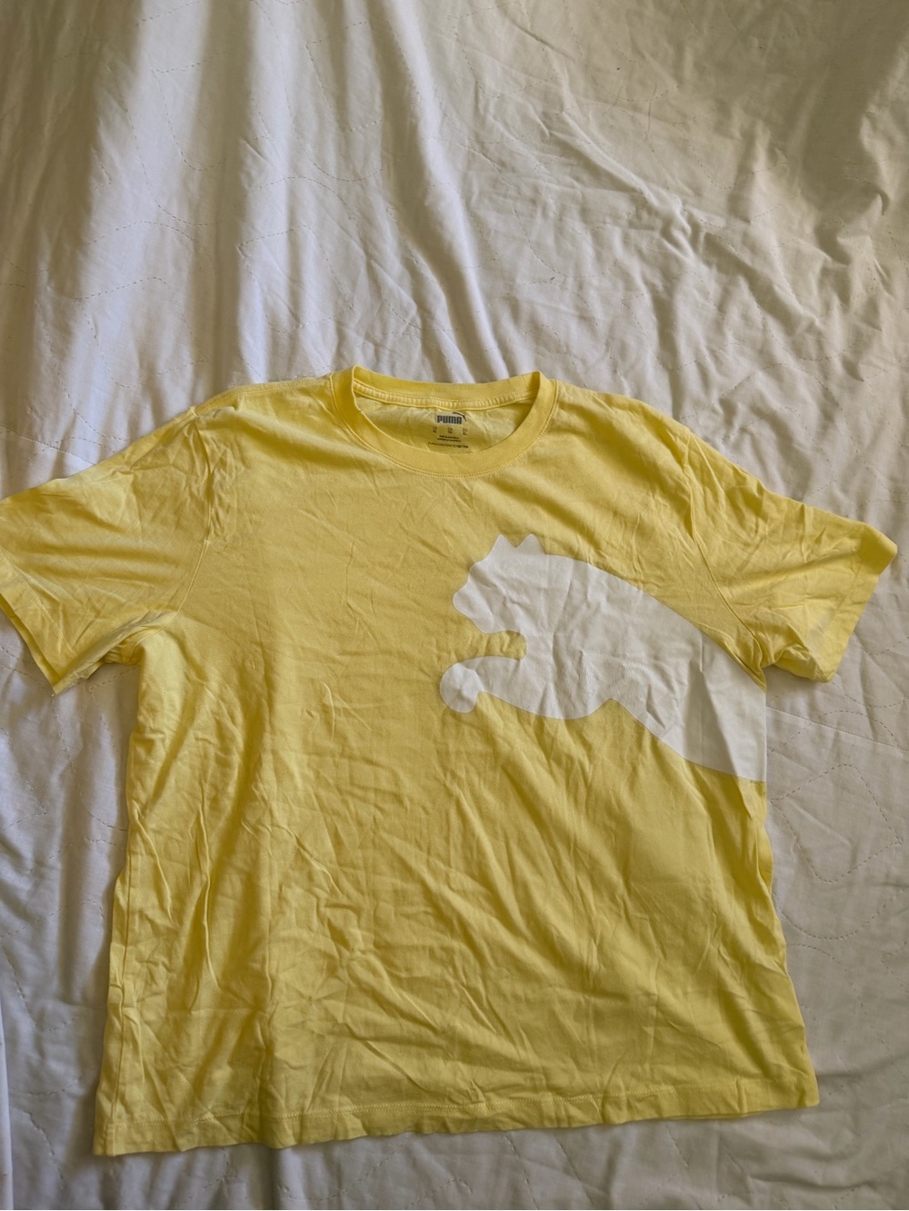Puma Yellow Short Sleeve Tee with White Puma Cat Graphic